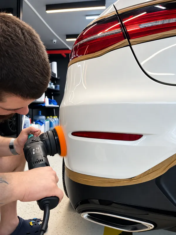 Mercedes-Benz GLC Coupe. Полировка заднего бампера